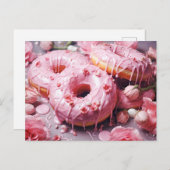 Rosa Köstlicher Donut mit Zuckerverglasung, Topans Postkarte (Vorne/Hinten)