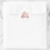 Rosa Krabbe mit Hut-Monogramm Runder Aufkleber (Tasche)