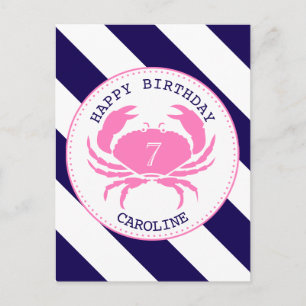 Rosa Krabbe Nautical Birthday Einladung
