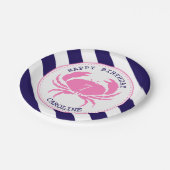 Rosa Krabben-Geburtstags-nautischParty Pappteller (Schrägansicht)