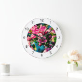 Rosa Krabbenapfel-Blume Große Wanduhr (Zuhause)