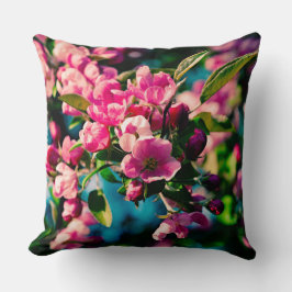 Rosa Krabbenapfel-Blume Kissen