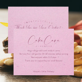 Rosa Kraft Elegant Schrift Kuchenzubehör Hinweise Dankeskarte