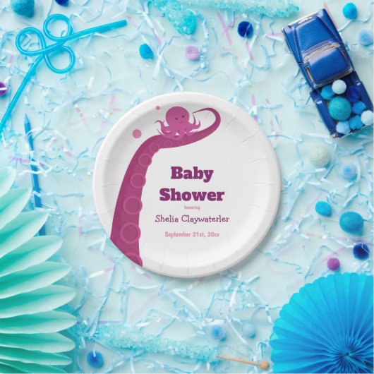 Rosa Krake | Teller aus Papier (Party)