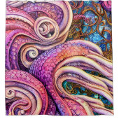 Rosa Kraken Tentacles Octopus Duschvorhang (Vorderseite)