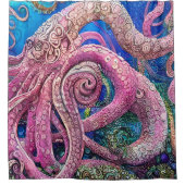 Rosa Kraken Tentakel Duschvorhang (Vorderseite)