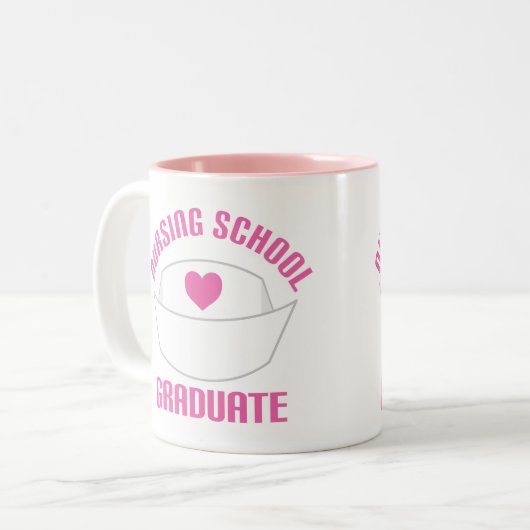 Rosa Krankenpflege-Schulabsolvent-Geschenk Zweifarbige Tasse (Vorderseite Links)