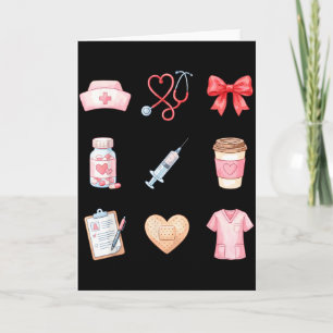 Rosa Krankenpflegerin Valentine Stethoskop Scrubs  Karte