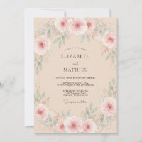 Rosa Kranz Hochzeit mit cremigem Ton