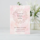Rosa Kranz Hochzeit Save The Date (Stehend Vorderseite)