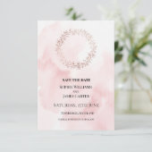Rosa Kranz Hochzeit Save The Date (Stehend Vorderseite)