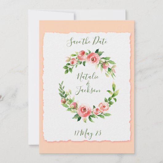 Rosa Kranz Save the Date (Vorderseite)