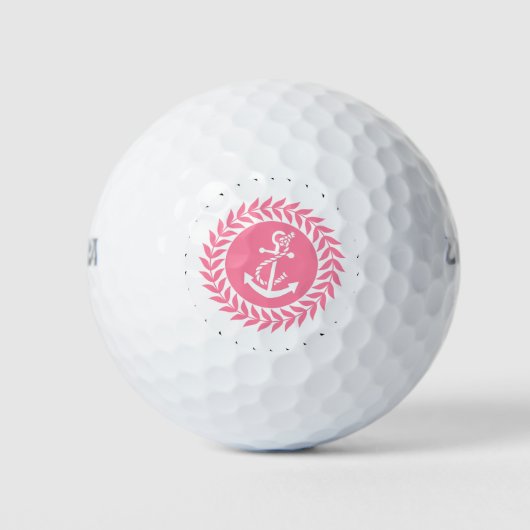 Rosa Kranz und weißer Anker Golfball (Vorderseite)