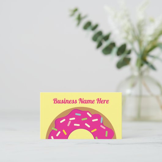 Rosa Krapfen besprüht Visitenkarte (Stehend Vorderseite)