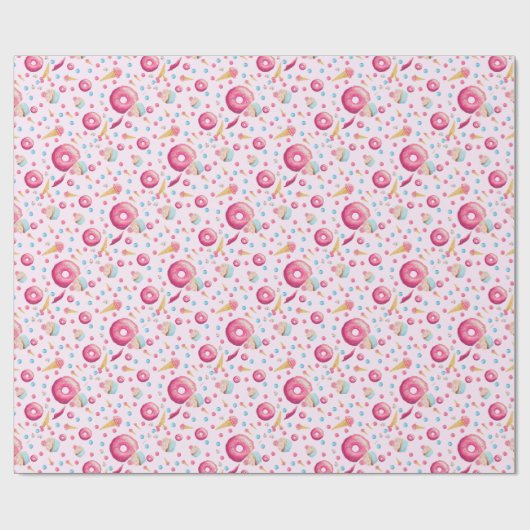 Rosa Krapfen-Collage Geschenkpapier (Flach)