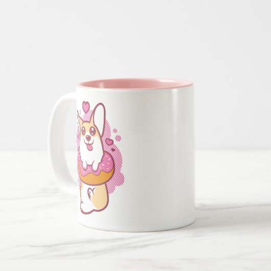 Rosa Krapfencorgi-Tasse Zweifarbige Tasse (Vorderseite Links)
