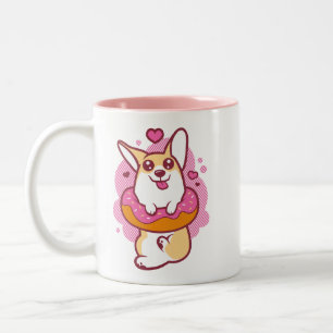 Rosa Krapfencorgi-Tasse Zweifarbige Tasse