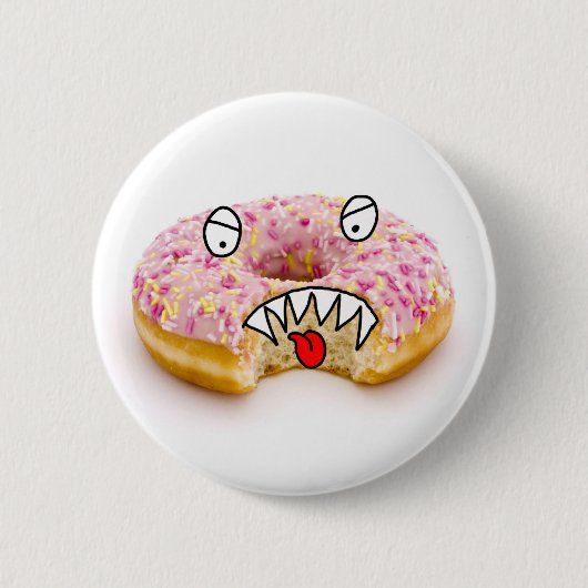 rosa Krapfenmonsterknopf Button (Vorderseite)