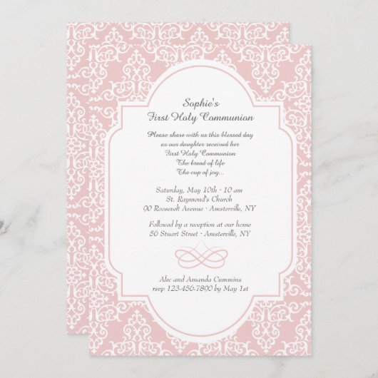 Rosa Krause-religiöse Einladung (Vorne/Hinten)