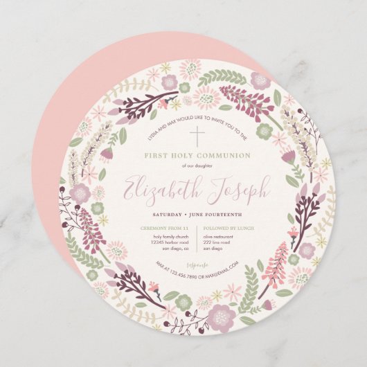 Rosa Kraut Erste Heilige Kommune Einladung (Vorne/Hinten)