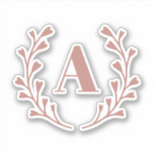 Rosa Kraut Monogramm Wasser Flasche Aufkleber (Vorderseite)