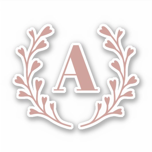 Rosa Kraut Monogramm Wasser Flasche Aufkleber (Vorderseite)