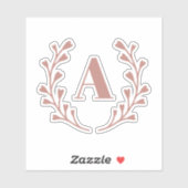 Rosa Kraut Monogramm Wasser Flasche Aufkleber (Blatt)