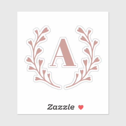 Rosa Kraut Monogramm Wasser Flasche Aufkleber (Blatt)