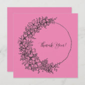 Rosa Krautfarbe Zeichnend Dankeskarte (Vorne/Hinten)