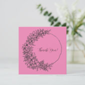 Rosa Krautfarbe Zeichnend Dankeskarte (Stehend Vorderseite)