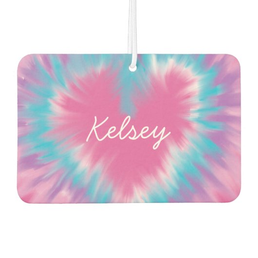 Rosa Krawatte-Farbstoff Custom Heart Air Freshener Autolufterfrischer (Vorderseite)