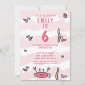 Rosa Krebstiere Mädchen zum Geburtstag Einladung (Vorderseite)