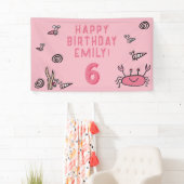 Rosa Krebstiere Muschel Mädchen Foto Geburtstag Banner (Insitu)