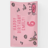 Rosa Krebstiere Muschel Mädchen Foto Geburtstag Banner (Vertikal)