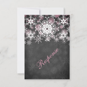 Rosa Kreidetafel-Hochzeits-RSVP-Karte im Schnee-St Einladung