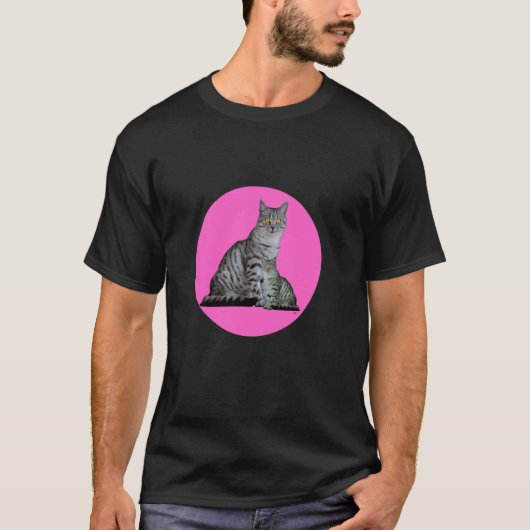 Rosa Kreis mit 2 Katzen T-Shirt (Vorderseite)