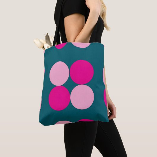 Rosa Kreise auf grünem Tote Tasche (Von Nahem)