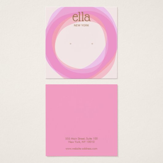 Rosa Kreise Gestänge Ohrring Display Card Square (Vorne & Hinten)