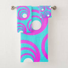 Rosa Kreise Weißer Innenkreis Badhandtuch Set