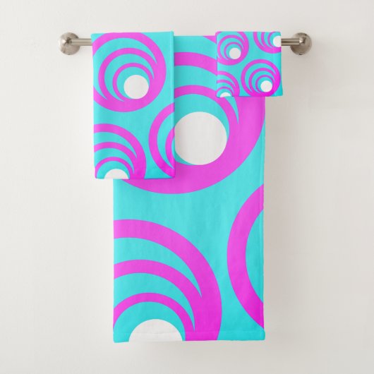 Rosa Kreise Weißer Innenkreis Badhandtuch Set (Insitu)