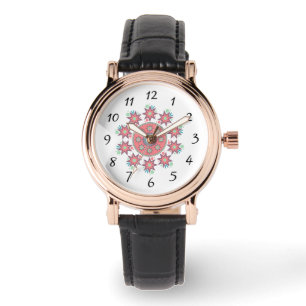 Rosa kreisförmiges Design eWatch Damen Quadratuhr Armbanduhr