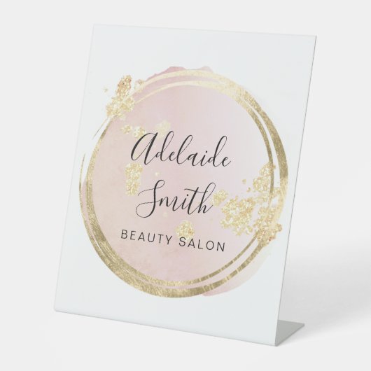 rosa Kreisgestaltung Sockelschild (Vorderseite)