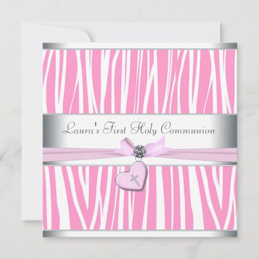 Rosa Kreuz Erste Kommune Einladung (Vorderseite)