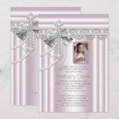 Rosa Kreuz Foto Erste Kommune Einladung (Vorne/Hinten)