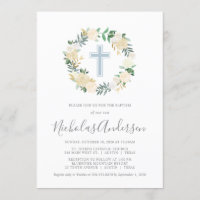 Rosa Kreuz mit Creme Florals, Boy-Taufe