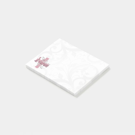 Rosa Kreuz-/Strudel-Krankenschwester Post-it Klebezettel (angewinkelt)
