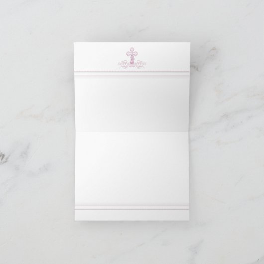 Rosa Kreuz Taufe Erste Kommune Vielen Dank Karten (Innenseite)