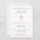 Rosa Kreuz Taufe Weihnachtsfeier Girl Einladung (Vorderseite)