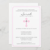 Rosa Kreuz Taufe Weihnachtsfeier Girl Einladung (Vorne/Hinten)