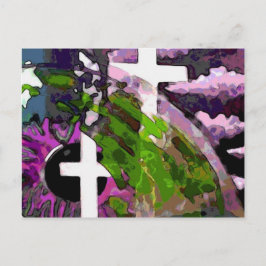 Rosa Kreuz und Auge Postkarte
